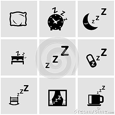 Vector black sleep icon set Stock Photo
