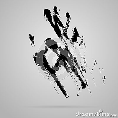 Vector black smeared hand imprint Vector Illustration