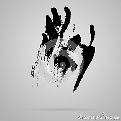 Vector black smeared hand imprint Vector Illustration