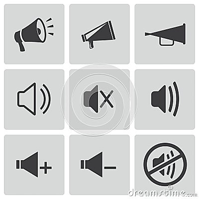 Vector black speaker icons set Vector Illustration