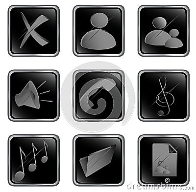 Vector black square web button Vector Illustration