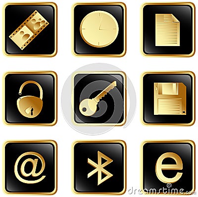 Vector black square web buttons set 3 Vector Illustration