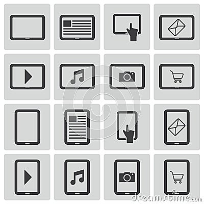 Vector black tablet icons Stock Photo