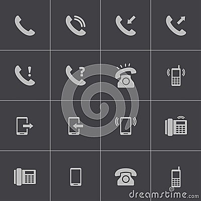 Vector black telephone icons set Stock Photo