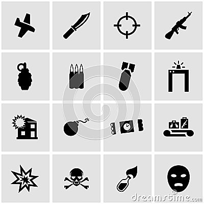 Vector black terrorism icon set Vector Illustration