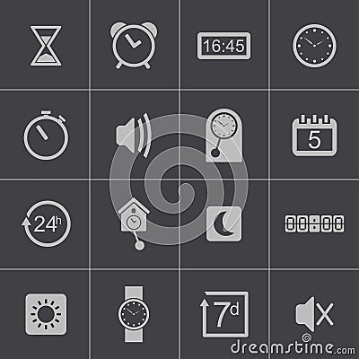 Vector black time icons set Vector Illustration