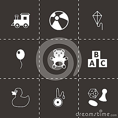 Vector black toys icon set Vector Illustration