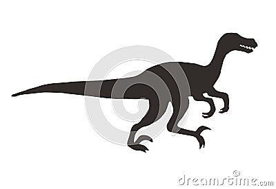 Vector black velociraptor dinosaur silhouette Stock Photo
