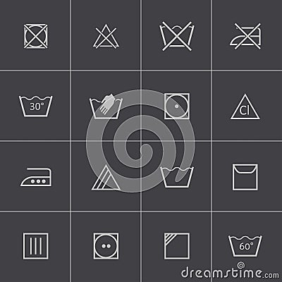 Vector black washing icons set Stock Photo