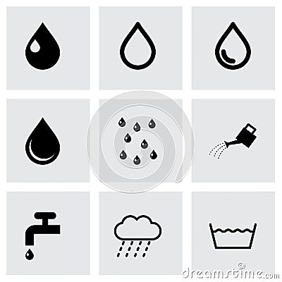 Vector black water icon set Vector Illustration