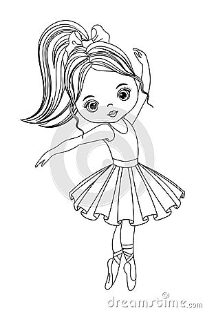 Vector Black and White Ballerina Girl for Coloring Vector Illustration