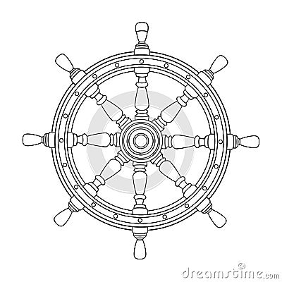 Vector black, white boat handwheel, ship wheel helm Vector Illustration