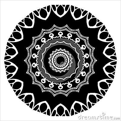 Vector Black and White decorative mandala in which use many types element designs Vector Illustration