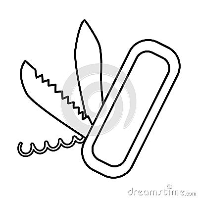 Vector black and white folding knife icon Vector Illustration