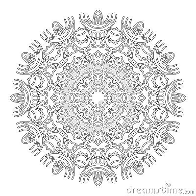 Vector black and white geometric abstract floral lacy mandala - adult coloring book page Vector Illustration