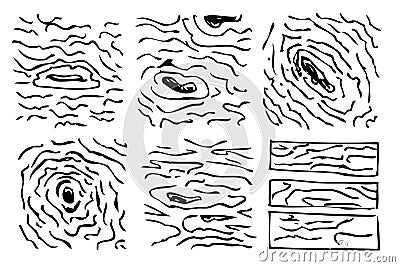 Simple Vector Black and White hand draw sketch, wood texture Vector Illustration
