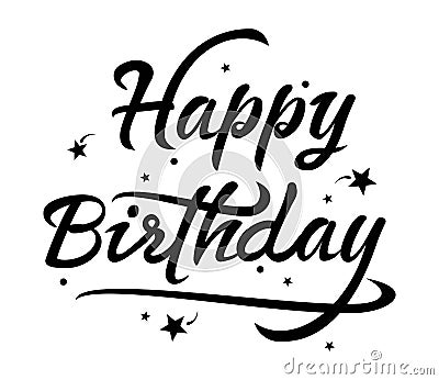 Vector black and white happy birthday text Vector Illustration