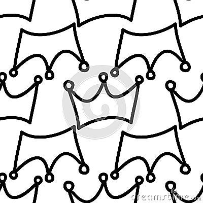 Vector black and white my queen and heart seamless pattern background Vector Illustration