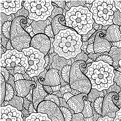 Vector black and white ornamental floral Vector Illustration