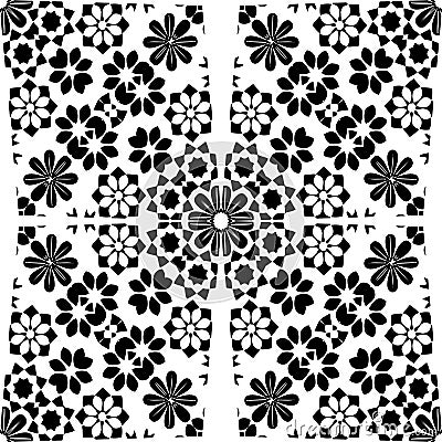 Black and white simple star shape geometric seamless pattern, vector Black and white simple star shape geometric seamless pattern, Vector Illustration