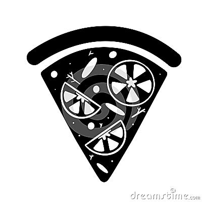 Vector black white pizza icon Vector Illustration