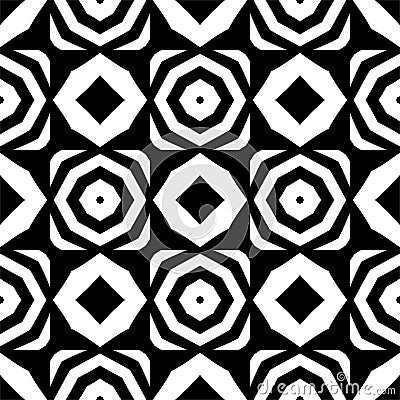 Vector black and white seamless octagon and rhombus pattern,simple abstract design. Vector Illustration