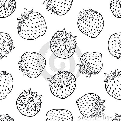 Vector black and white strawberry seamless pattern Vector Illustration