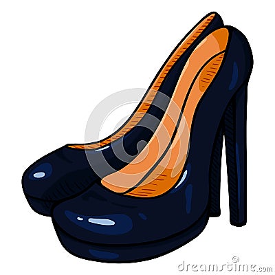 Vector Black Women Highheels Shoes Vector Illustration