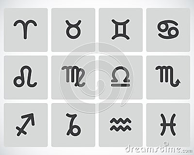 Vector black zodiac icons set Vector Illustration