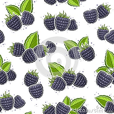 Vector Blackberry Seamless Pattern Vector Illustration