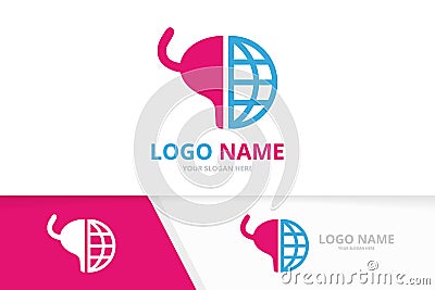 Vector bladder and world logo combination. Urinary tract logotype design template. Vector Illustration