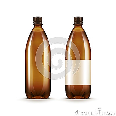 Vector Blank Brown Plastic Water Beer Kvass Bottle Vector Illustration