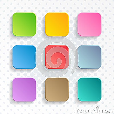 Vector blank colorful rounded square web buttons Vector Illustration