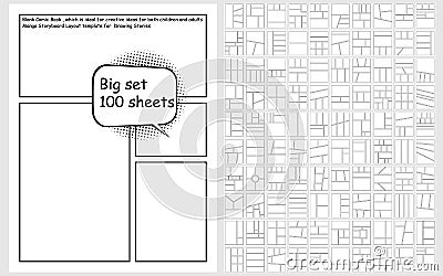 Vector Blank Comic Book set for Creating Stories Vector Illustration