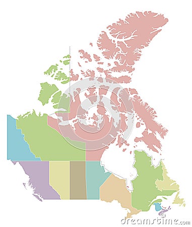 Vector blank map of Canada with provinces and territories and administrative divisions. Vector Illustration