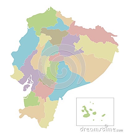 Vector blank map of Ecuador with provinces and administrative divisions. Vector Illustration