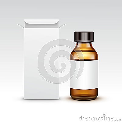 Vector Blank Medicine Medical Glass Bottle Vector Illustration