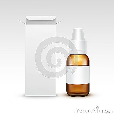 Vector Blank Medicine Medical Glass Spray Bottle Vector Illustration