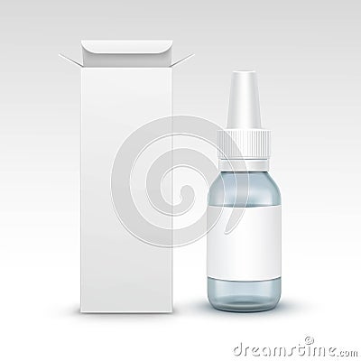 Vector Blank Medicine Medical Glass Spray Bottle Vector Illustration