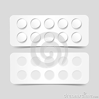 Vector Blank Pack of Pills Isolated on Background Vector Illustration