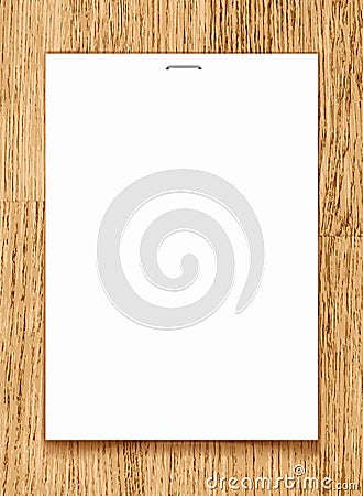 Vector blank paper A4 sheet on wooden background. Vector Illustration