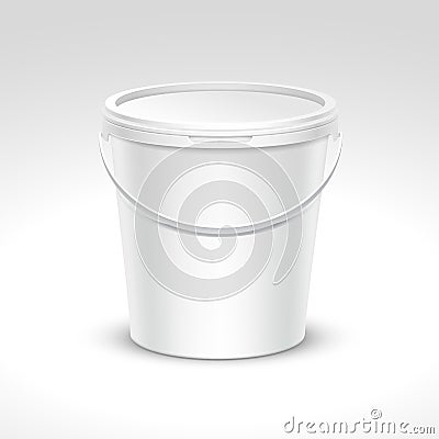Vector Blank Plastic Bucket Container Packaging Vector Illustration