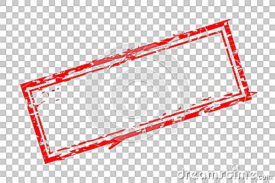 Blank Rectangle Red Rubber Stamp Template Blank at transparent effect background Vector Illustration