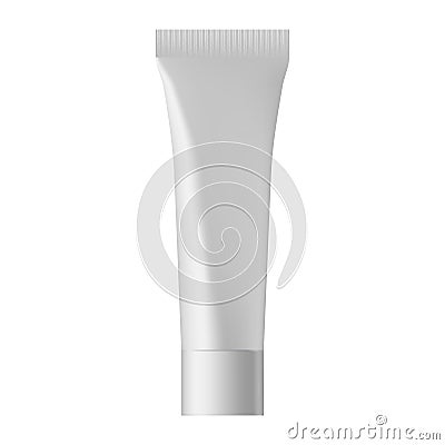 Vector blank templates of empty and clean white plastic container. White glossy plastic tube for medicine or cosmetics. Vector Illustration