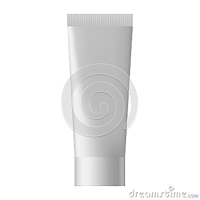 Vector blank templates of empty and clean white plastic container. White glossy plastic tube for medicine or cosmetics. Vector Illustration