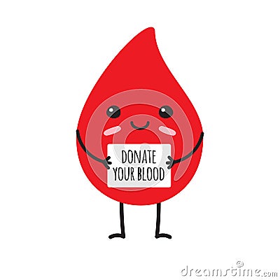 Vector blood drop with donate your blood card Vector Illustration