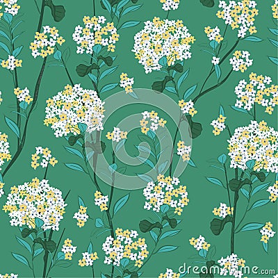 Vector Blooming yellow and white hydrangea flowers seamless pattern vector for fashion wallpaprer fabric and all prints Stock Photo