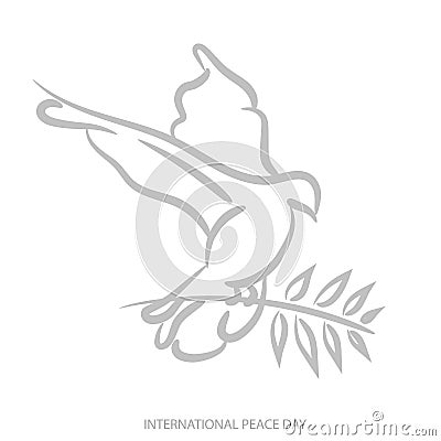 Vector blue background for International Day of peace. Concept illustration with dove of peace, olive branch. International Peace Cartoon Illustration