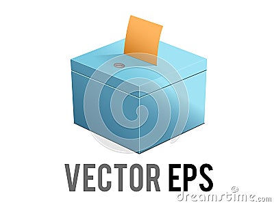 Vector blue ballot box icon with slot, casting vote and lock Vector Illustration