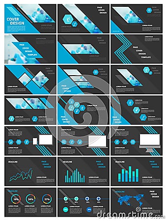 Vector blue and black elements for infographics Vector Illustration